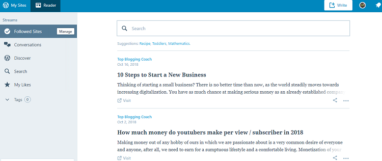 Following ‹ Reader — WordPress com